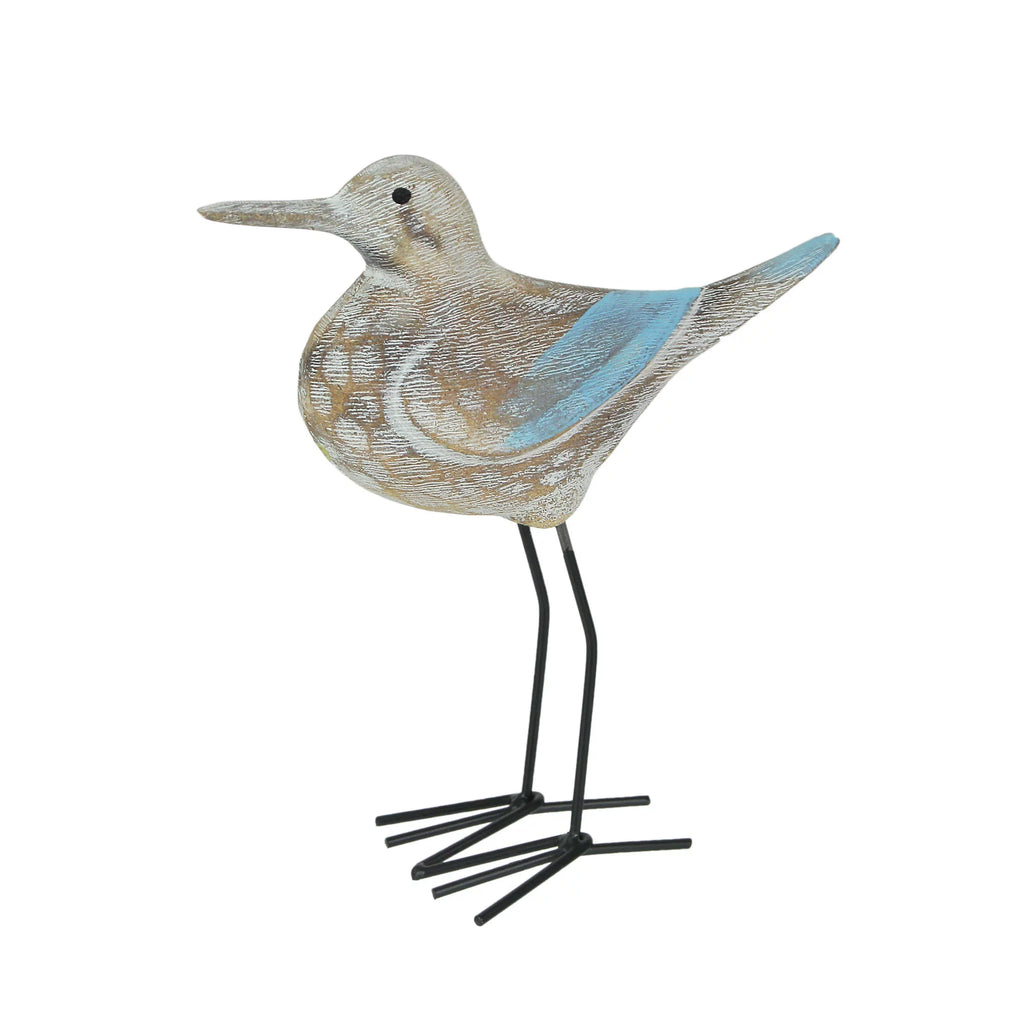 Carved Wood and Metal Sandpiper Shorebird Statue M90960