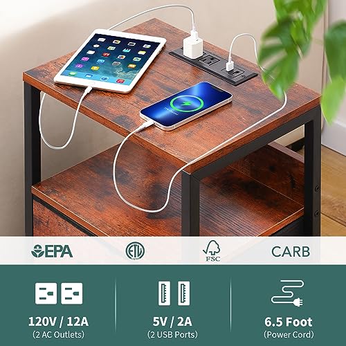 LED Night Stand with Fabric Drawers and Storage Shelf A52281