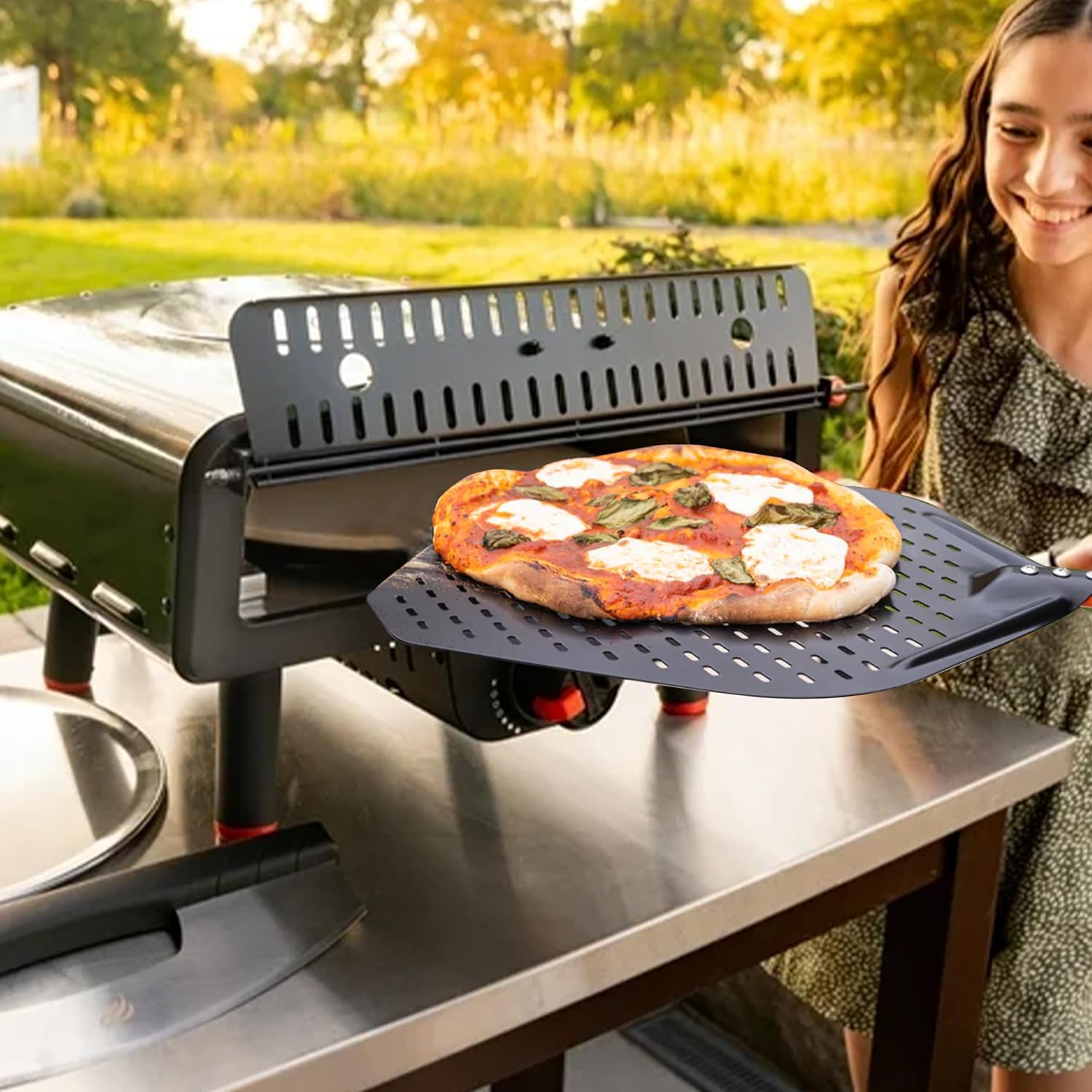 Portable Outdoor Electric Pizza Oven with 13" Rotating Cordierite Stone J80030