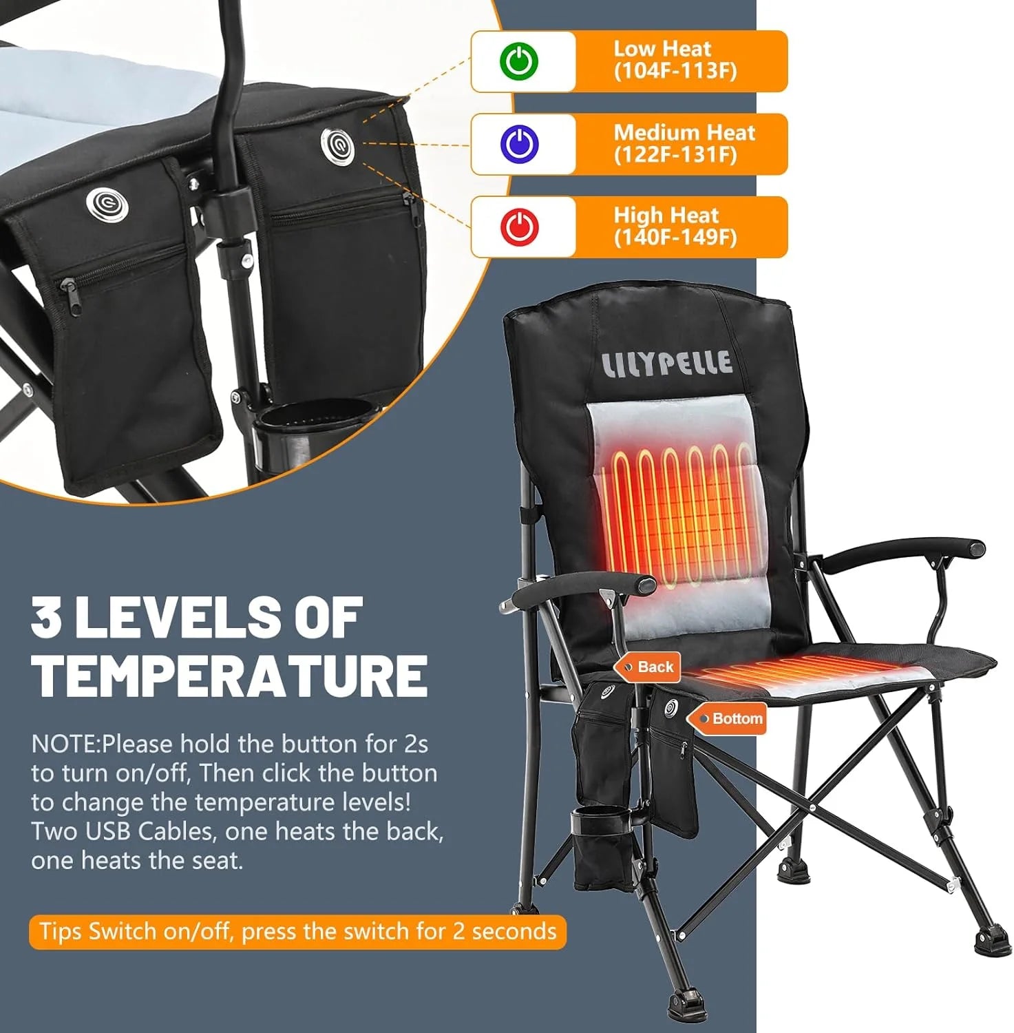 Heated Folding Camping Chair W8310