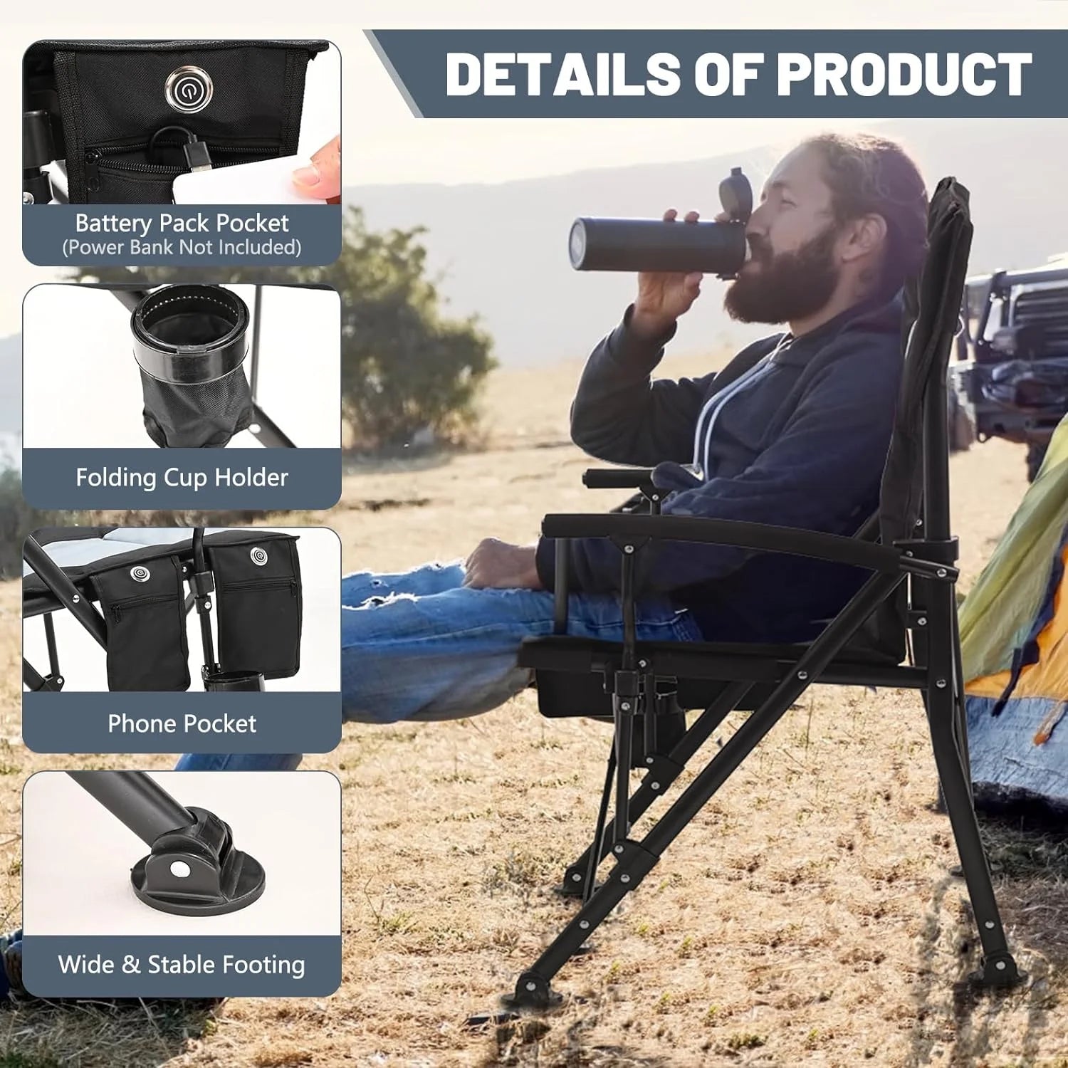 Heated Folding Camping Chair W8310
