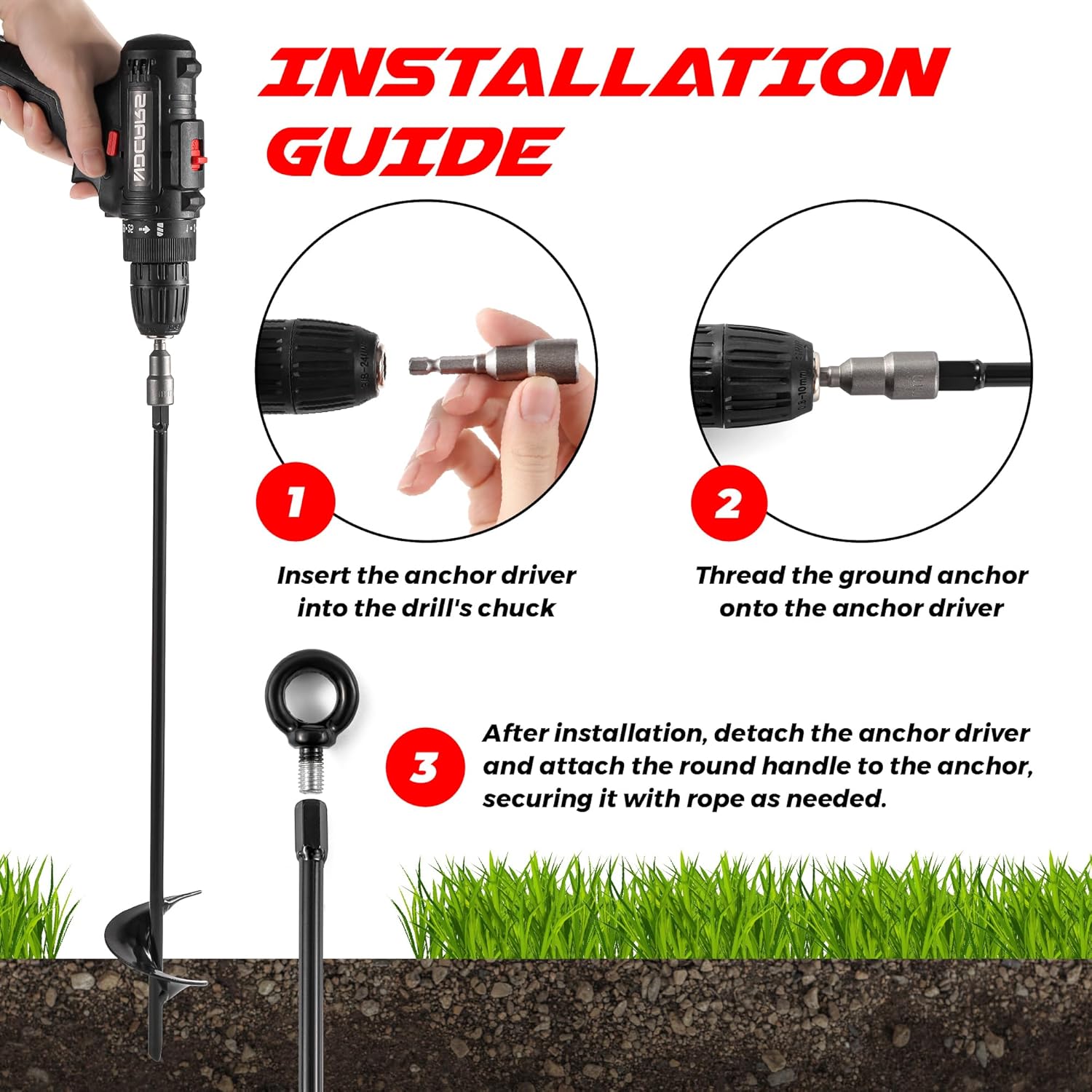 18'' Heavy Duty Ground Stakes Earth Anchors Screw in Shed Anchor Kit Auger Anchor X165
