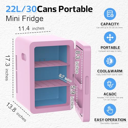 22L Mini Fridge Portable Cooler Warmer Compact Refrigerators with AC/DC Power R508