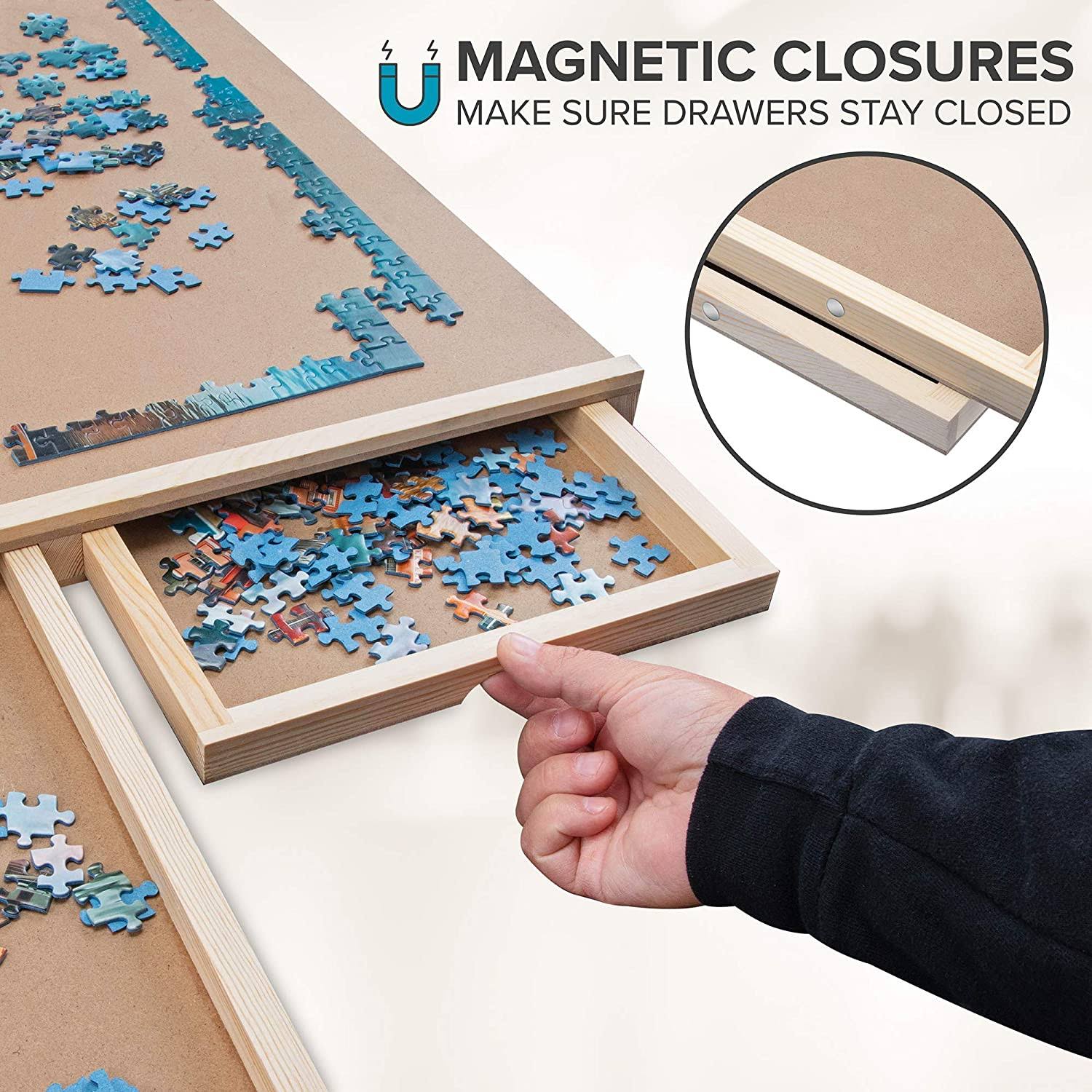 1000 Piece Wooden Puzzle Board with 4 Drawers U495317