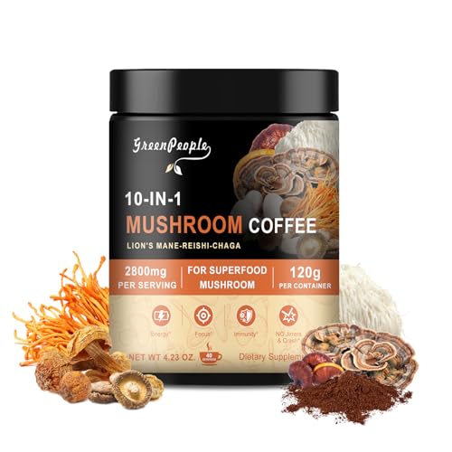 10 in 1 Mushroom Coffee with Lion’s Mane, Reishi, Turkey Tail, 4.23 Oz K228