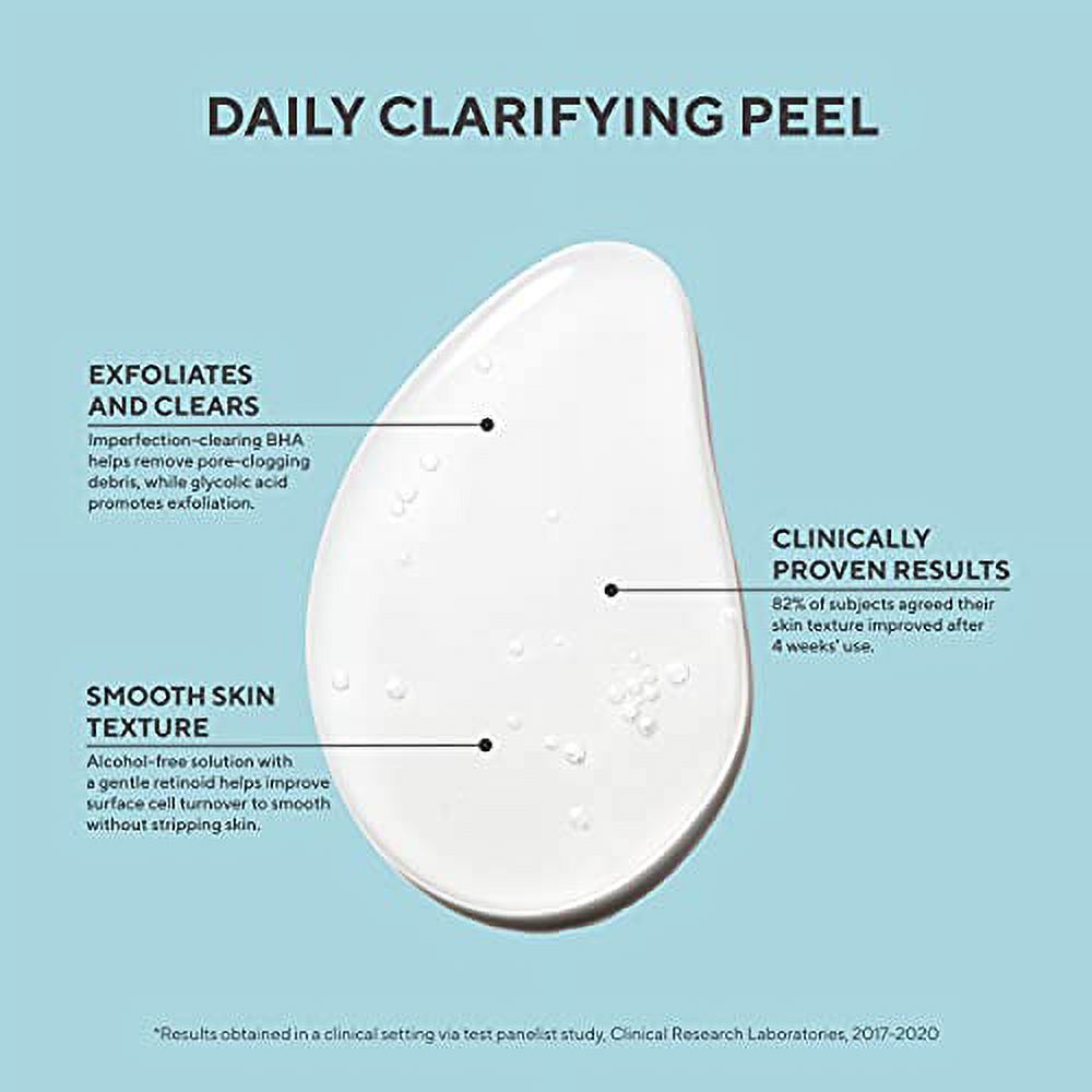 Daily Clarifying Peel Exfoliating Peel Solution Resurfacing Retinoid AHA BHA Liquid Skin-Smoothing Retinoid Salicylic Acid Glycolic Acid Peel for Face 3.2 Fl Oz C404