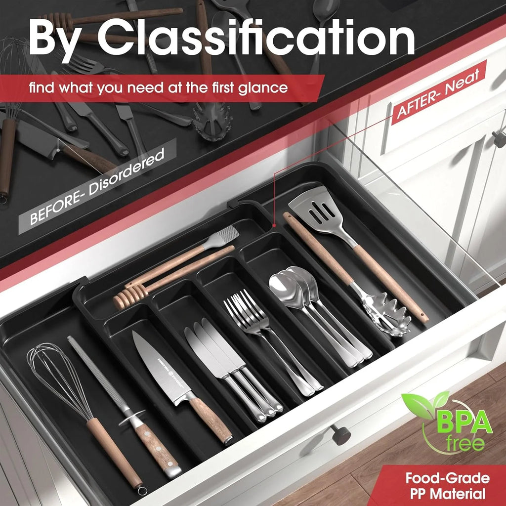 Black Medium Expandable Silverware Organizer C20365
