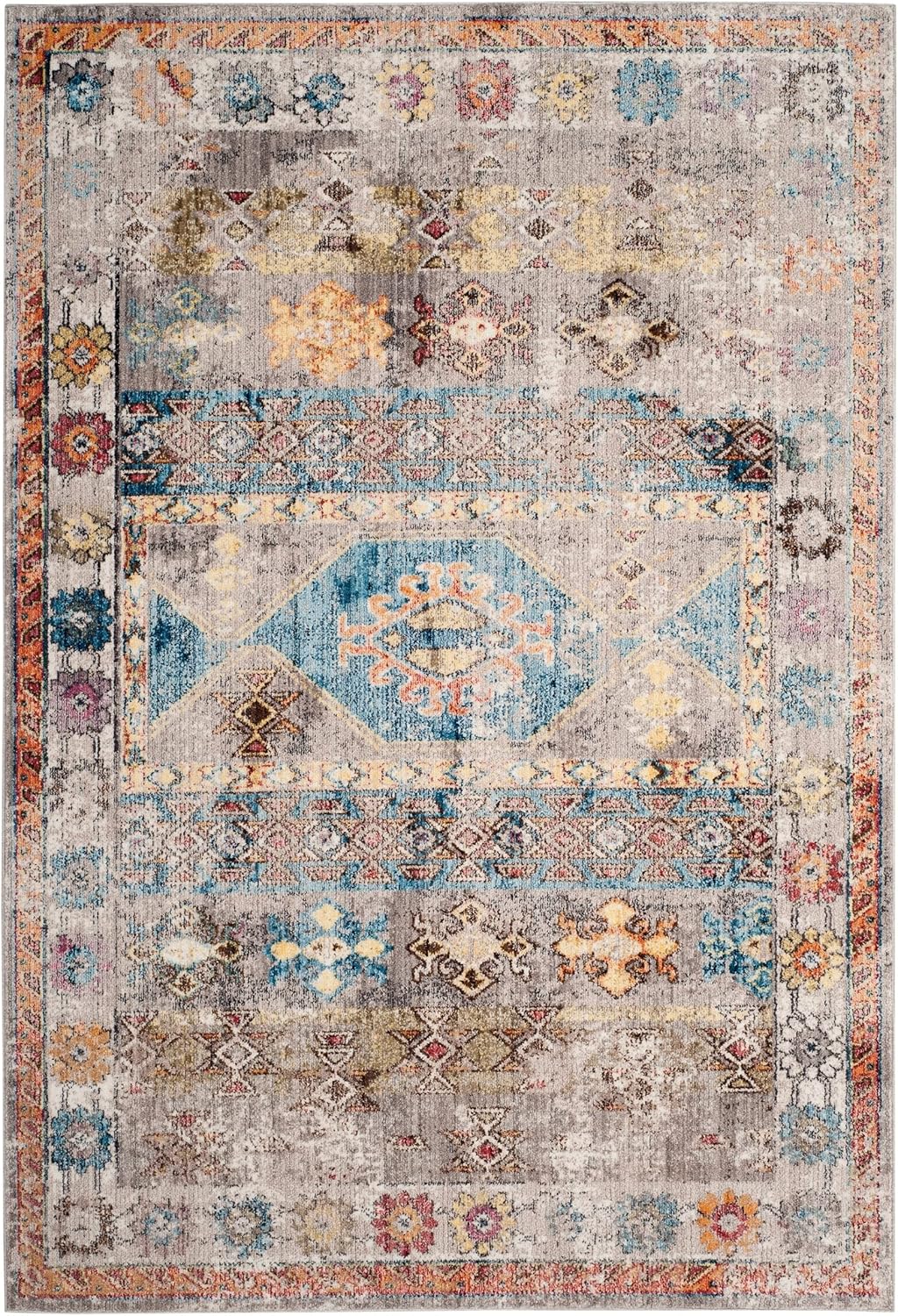 2'3" x 8' Multi Boho Distressed Runner Rug L813