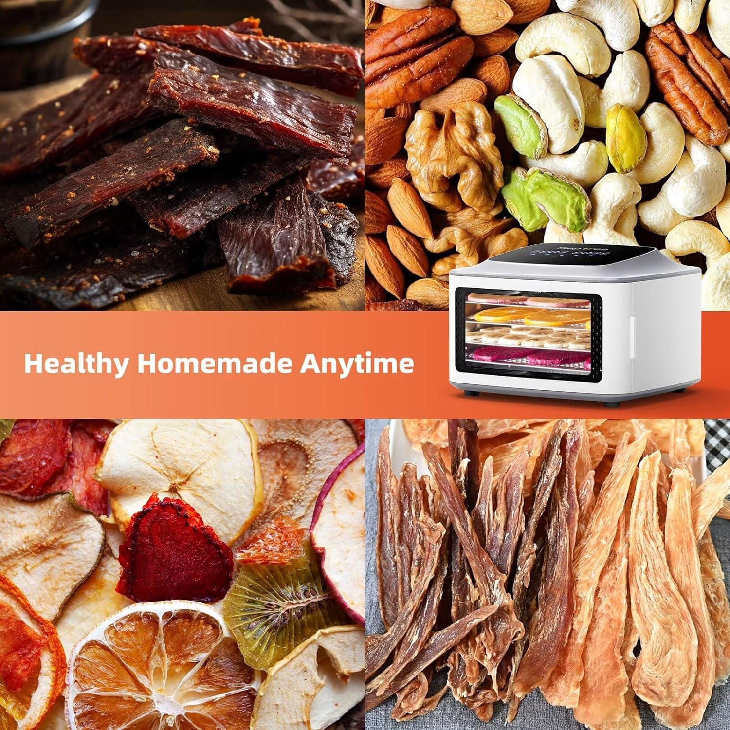 Stainless Steel 4-layer Food Dehydrator with Timer Control U494