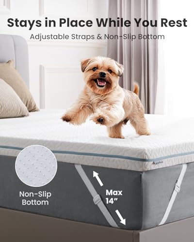 Twin XL 3 Inch Cooling Gel Memory Foam Mattress Topper with Removable Washable Soft Cover Non-Slip F69772