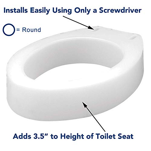 Toilet Seat Riser, Elongated Raised Toilet Seat, 3.5 inches, 300 Pound Weight Capacity F338