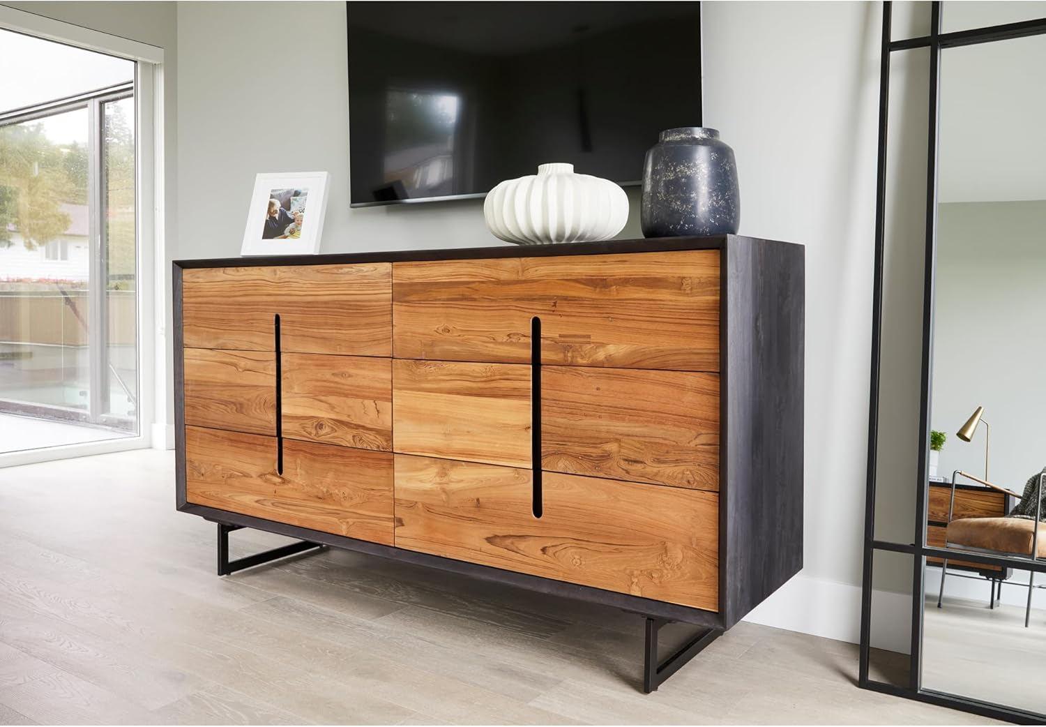 6 Drawers Solid Mango Wood Dresser Light Brown L3904