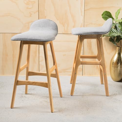 Set of 2 Upholstered Bar Stools with Footrests (Charcoal) K48534