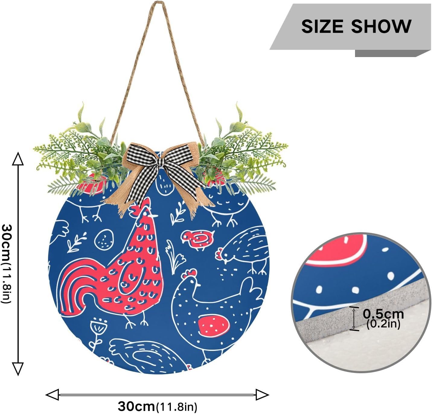 Chicken Rooster Pattern Door Wreaths E36278
