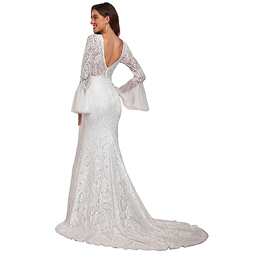 Sweetheart Illusion Neckline Lace Applique Bodycon Mermaid Wedding Dress A9920