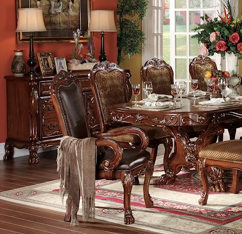 9pc Formal Dining Table Set with 6 Side Chairs and 2 Arm Chairs O496