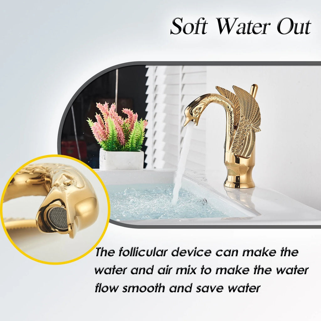Polished Gold Single Handle Bathroom Sink Faucet J807553