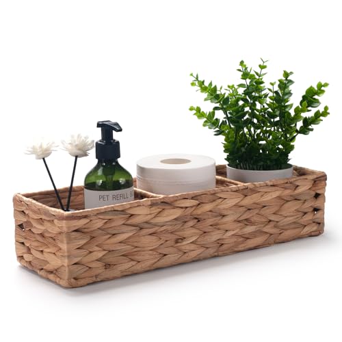Water Hyacinth Wicker Basket with 3 Dividers 16.5inch x 5.5inch x 3.5inch D21144