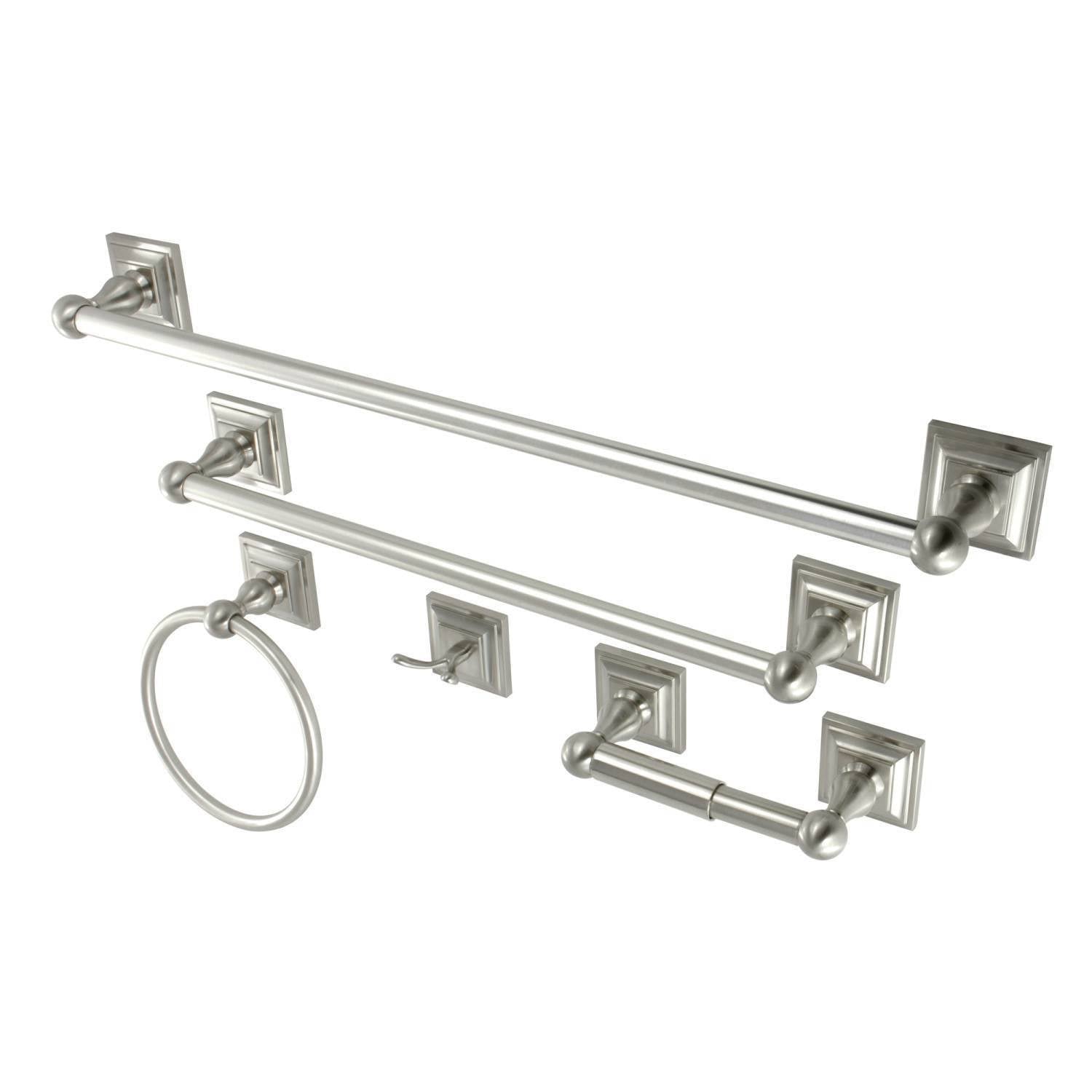 5pc Brushed Nickel Bathroom Accessory Set S24157