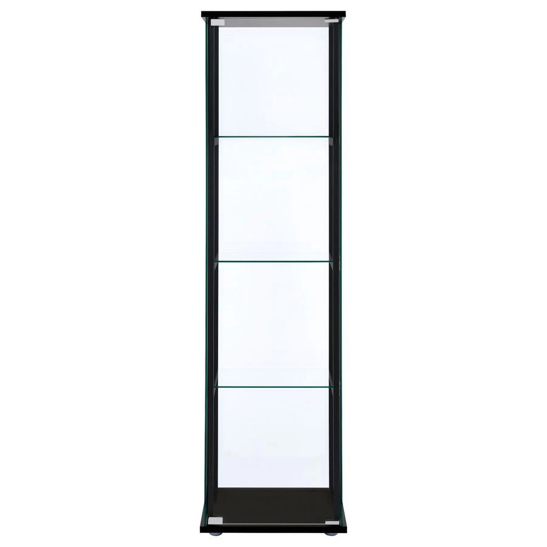 Black Wood Glass 4 Shelf Curio Cabinet J496