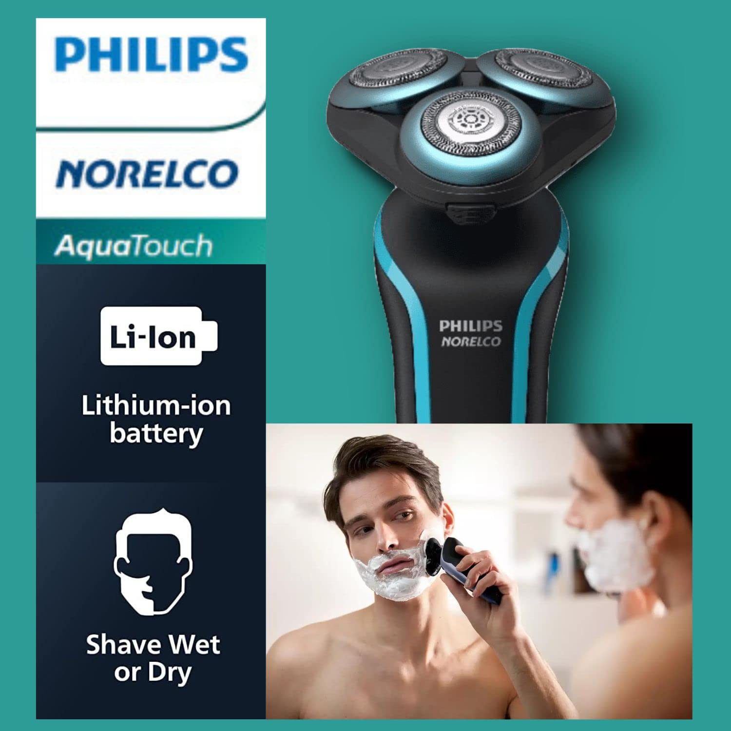 Rechargeable Wet & Dry Cordless Electric Shaver with Precision Beard Trimmer W72320