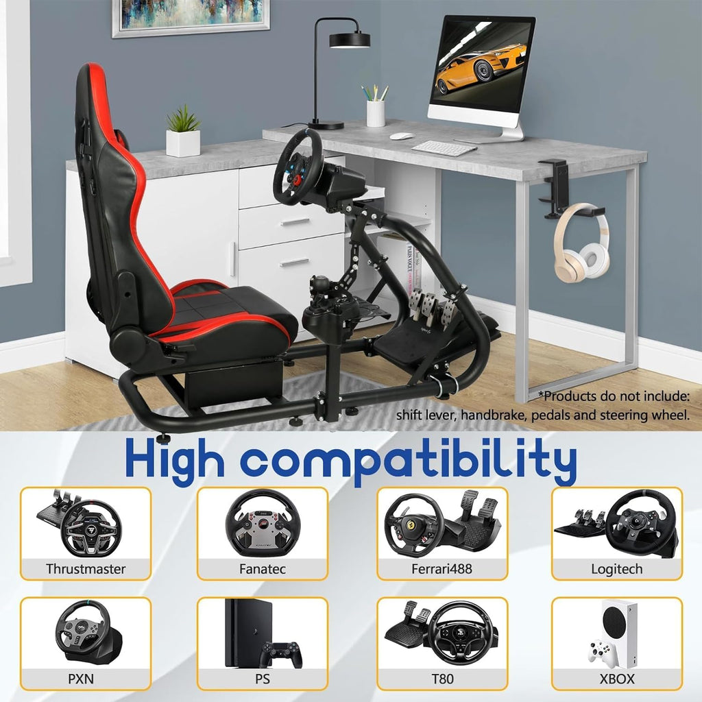Racing Simulator Cockpit with Red Seat, 50mm Large Round Tube J841820
