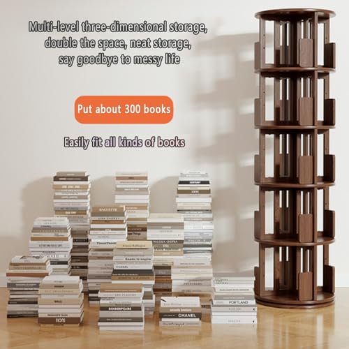 Cherry wood 360° Rotating Bookshelf Tower X990