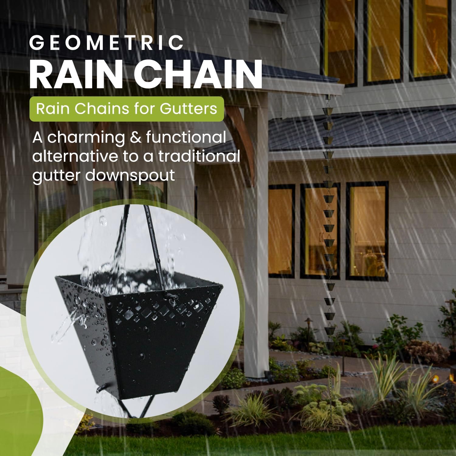 Black Powder Coated Rain Chain Kit 10 ft V59668