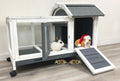 Gray/White 37L x 21W x 25H Inches Wooden Rabbit Hutch with Washable Tray P119