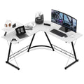 White L Shaped Corner Gaming Desk with Monitor Stand T2897
