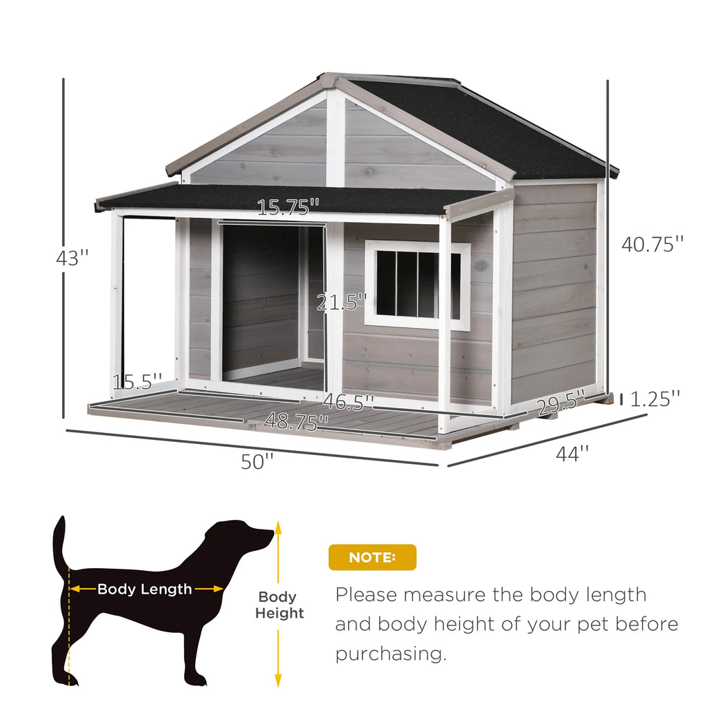 Grey Wooden Outdoor Dog House with Asphalt Roof Z52755