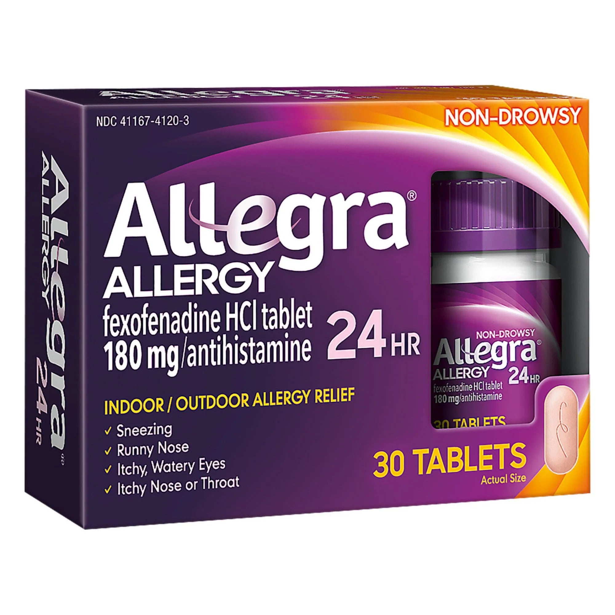 30 Pills 180 mg Antihistamine Tablets F7950