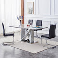 63" Faux Marble Dining Table Set with 6 PU Leather Upholstered Dining Chairs, 7 Piece T5388