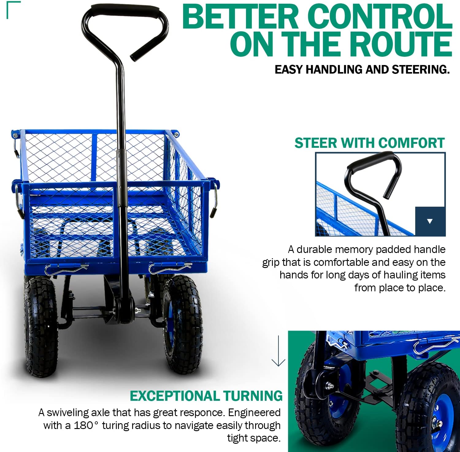 Blue All Terrain Utility Cart with Removable Side Meshes N338