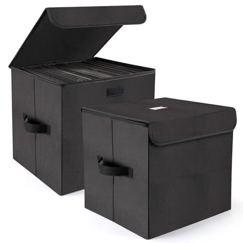 7-inch Vinyl Record Storage Box, Nylon Foldable Set of 2 with Lid and Handle T858