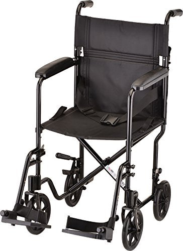 Black Lightweight Transport Chair with Swing Away Footrest H485971