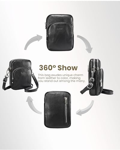 Small Genuine Leather Crossbody Bag with RFID Blocking Card Slots N457