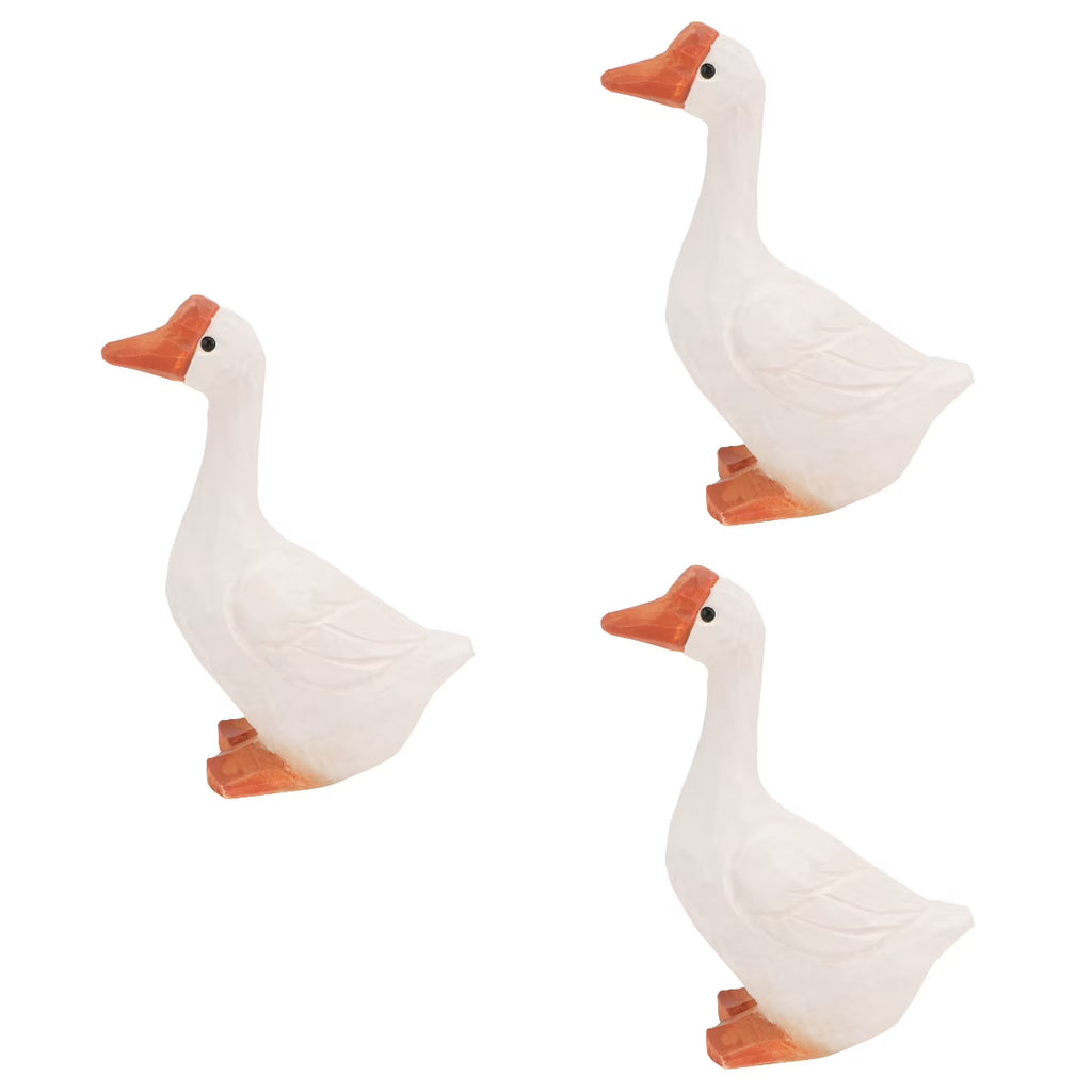 White 11x6cm Wooden Goose Ornaments T959