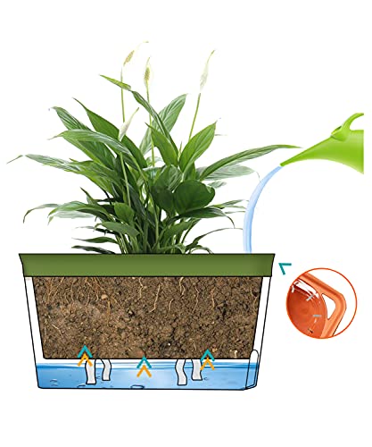 Self Watering Planter Pots Window Box Set of 6 Green Q4635
