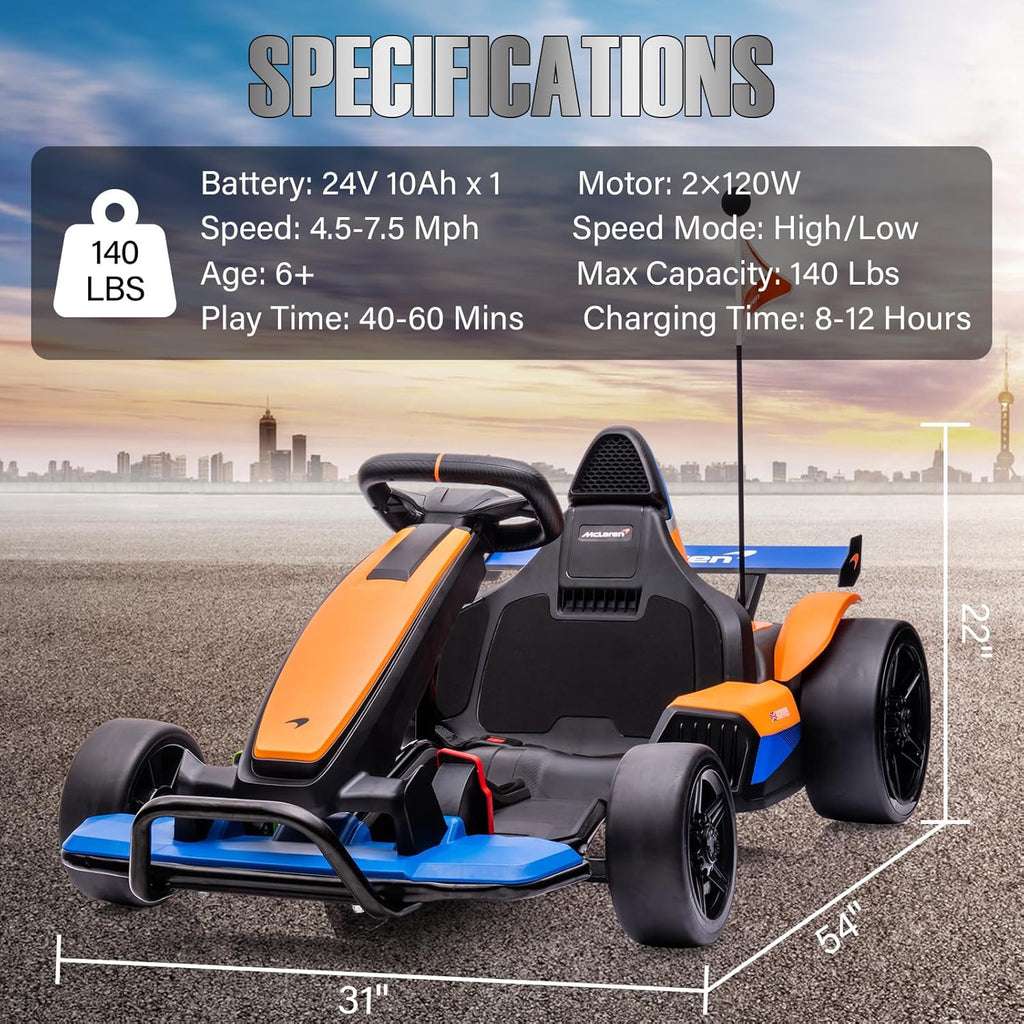 24V Electric Go Kart with 10AH Battery, 2×120W Motor L45616