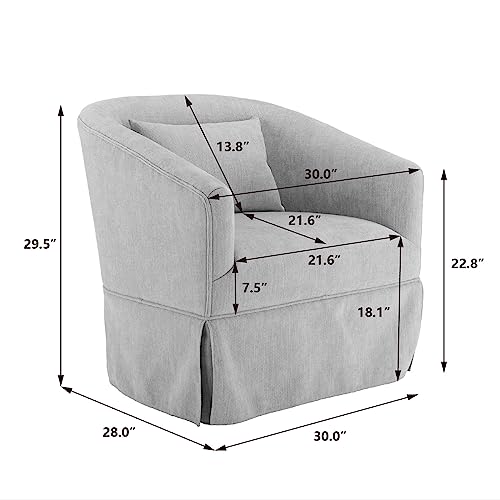 Swivel Accent Armchair Set of 2, Upholstered 360 Degree Swivel Barrel Chair with Skirt, Round Armchair with Metal Base and 1 Pillow J8981