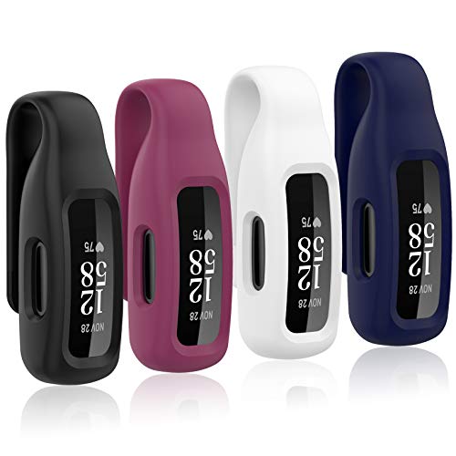 4-Pack Soft Silicone Clip Case for Fitbit Inspire 2/Inspire 3 (Black/White/Wine Red/Navy) Y8500