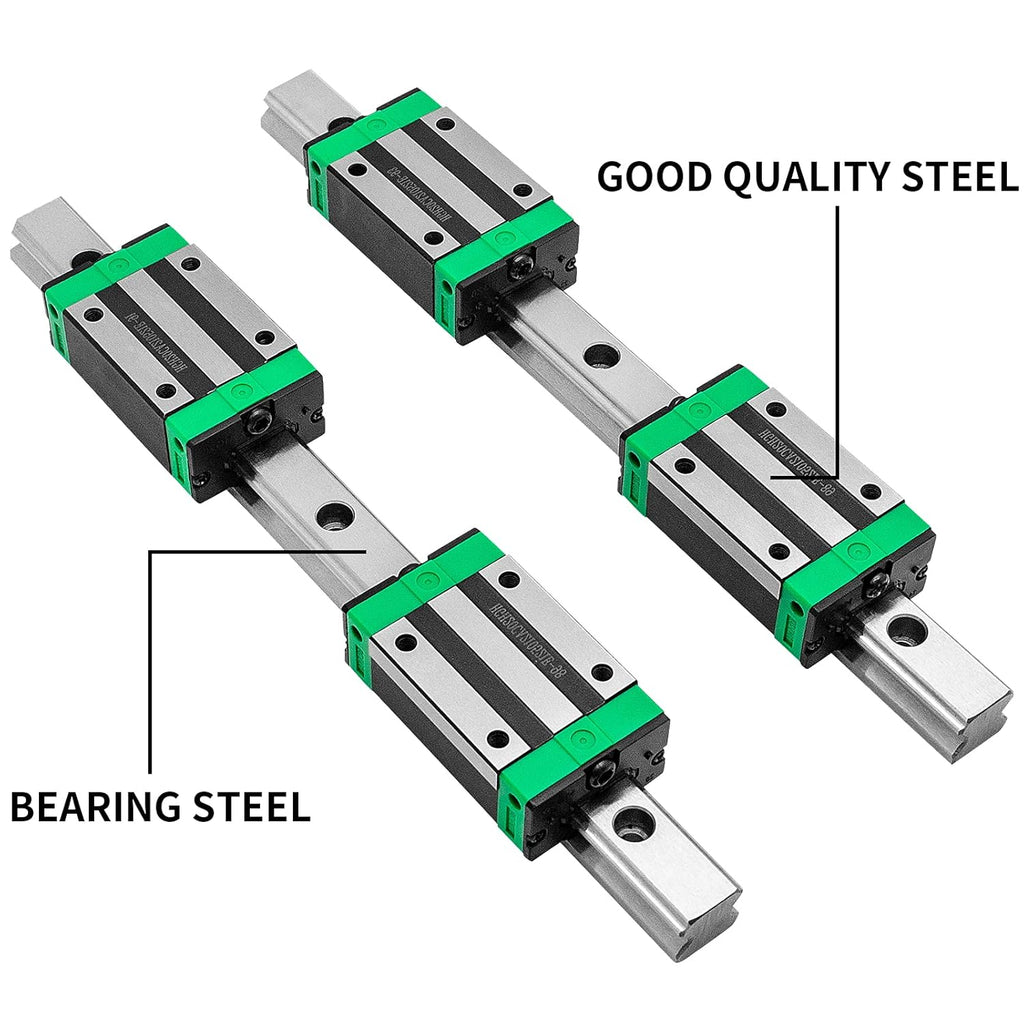2X Linear Guideway Rail 4X Square Type Carriage Bearing Block Linear Rail Support for 15mm Slotted Bearings Z6524