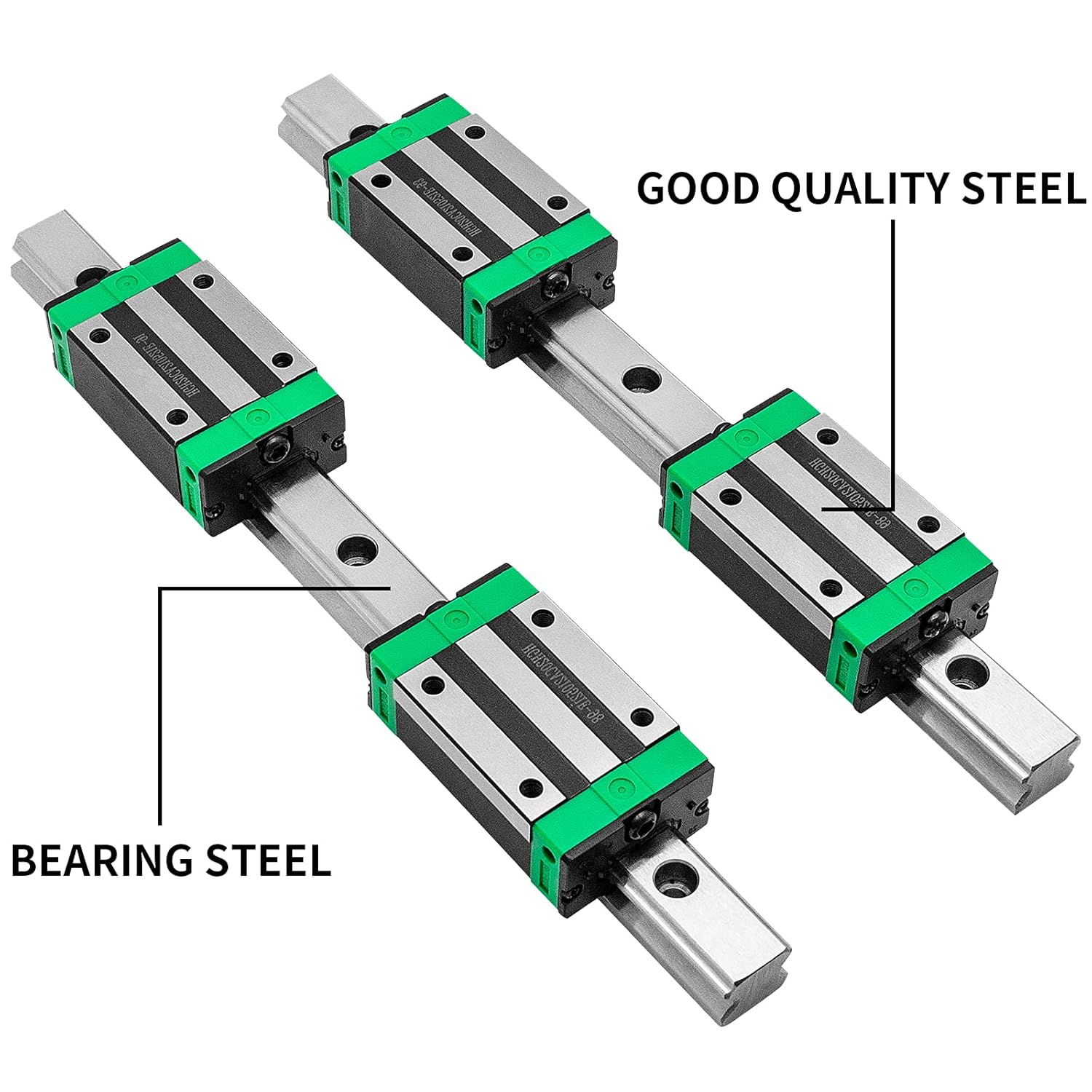 2X Linear Guideway Rail 4X Square Type Carriage Bearing Block Linear Rail Support for 15mm Slotted Bearings Z6524