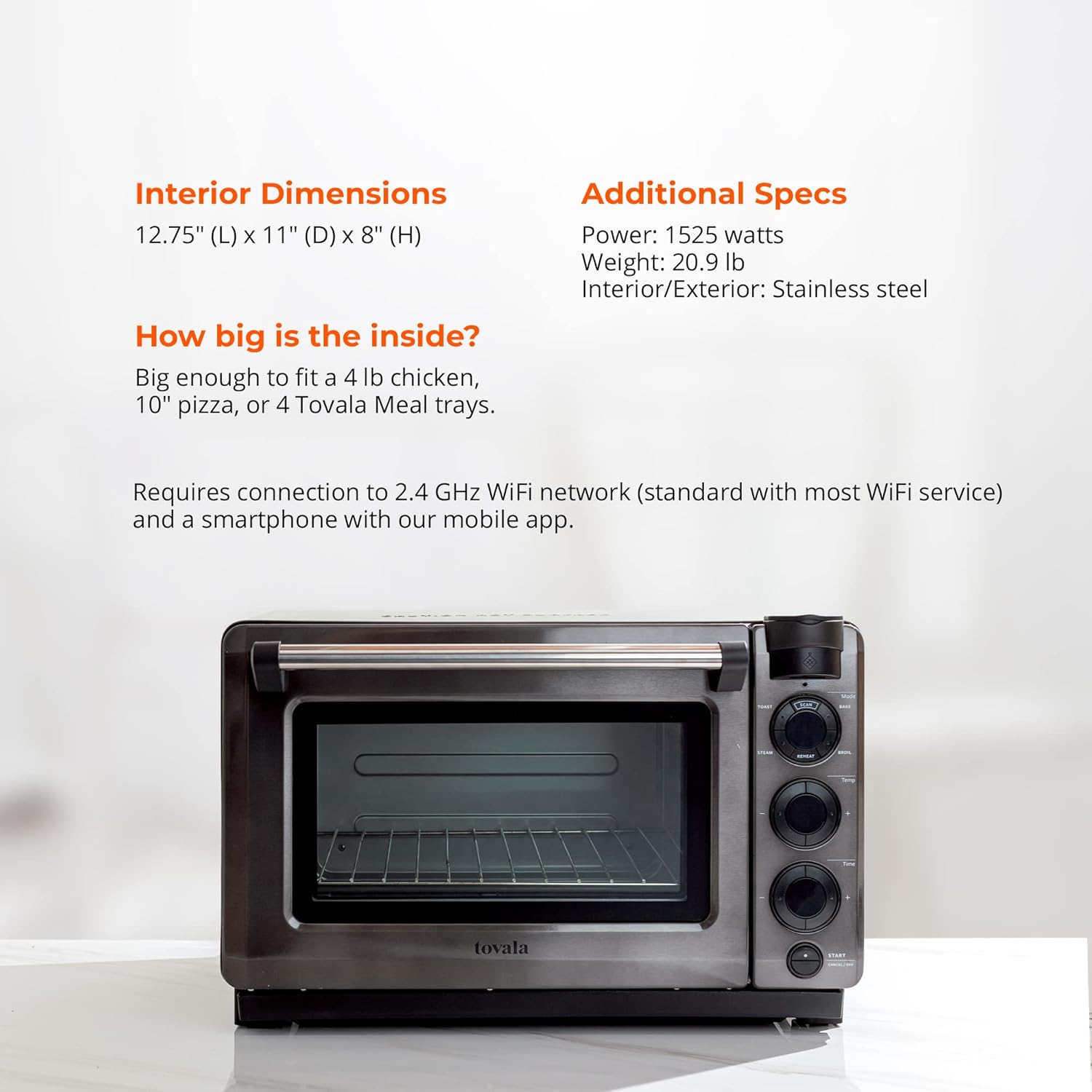Black & Stainless Steel Smart Steam Oven U754378