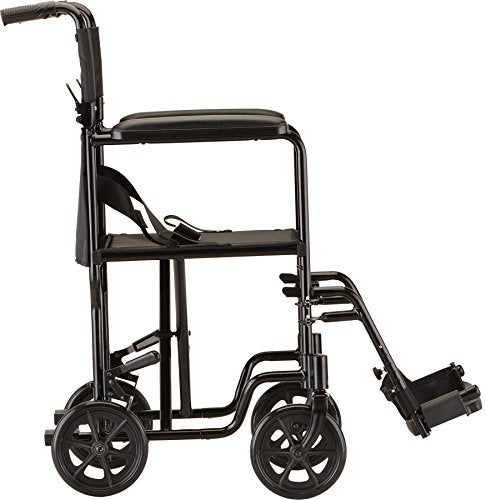Black Lightweight Transport Chair with Swing Away Footrest H485971