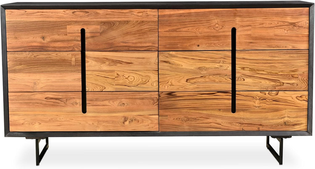 6 Drawers Solid Mango Wood Dresser Light Brown L3904