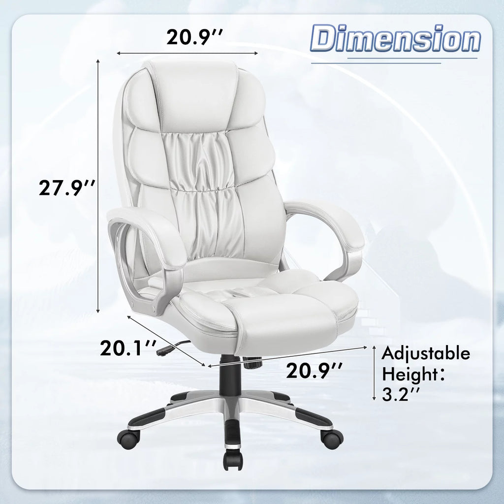 White Leather High Back Office Chair O663