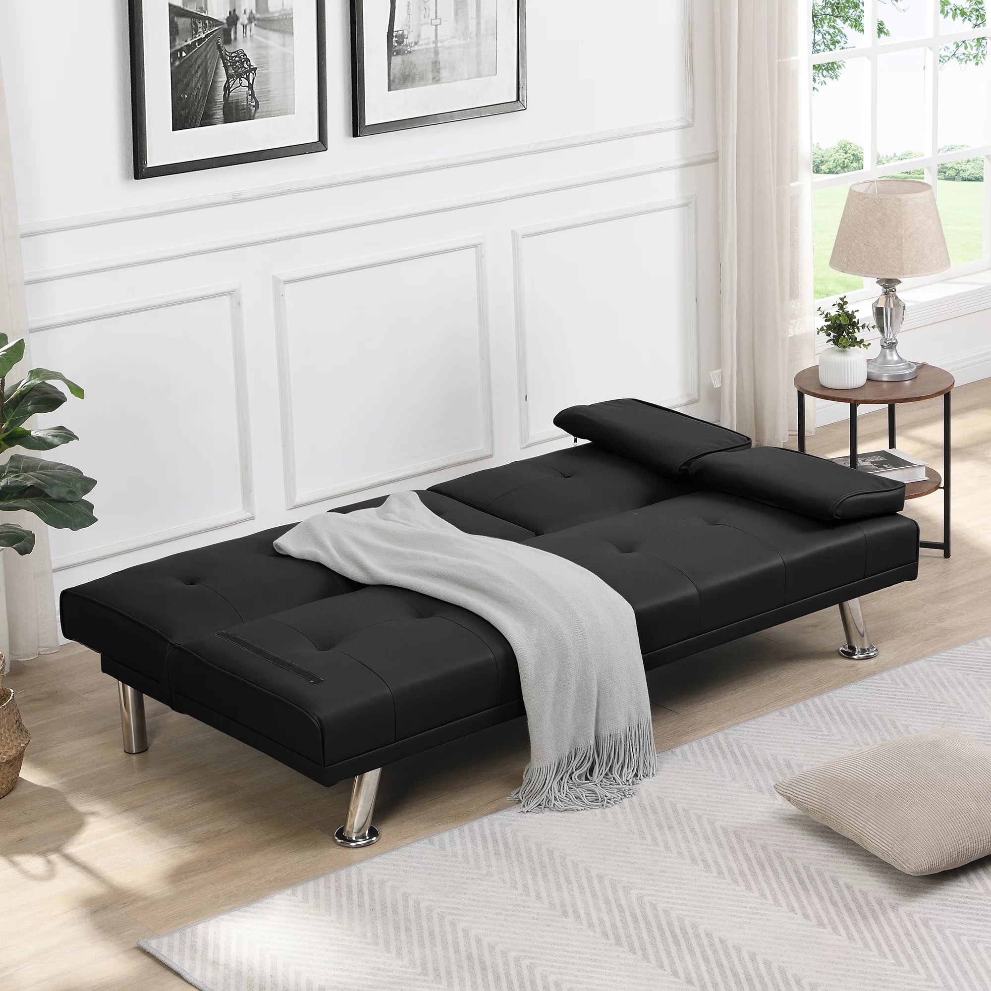 Futon Sofa Bed with Removable Armrests B6762