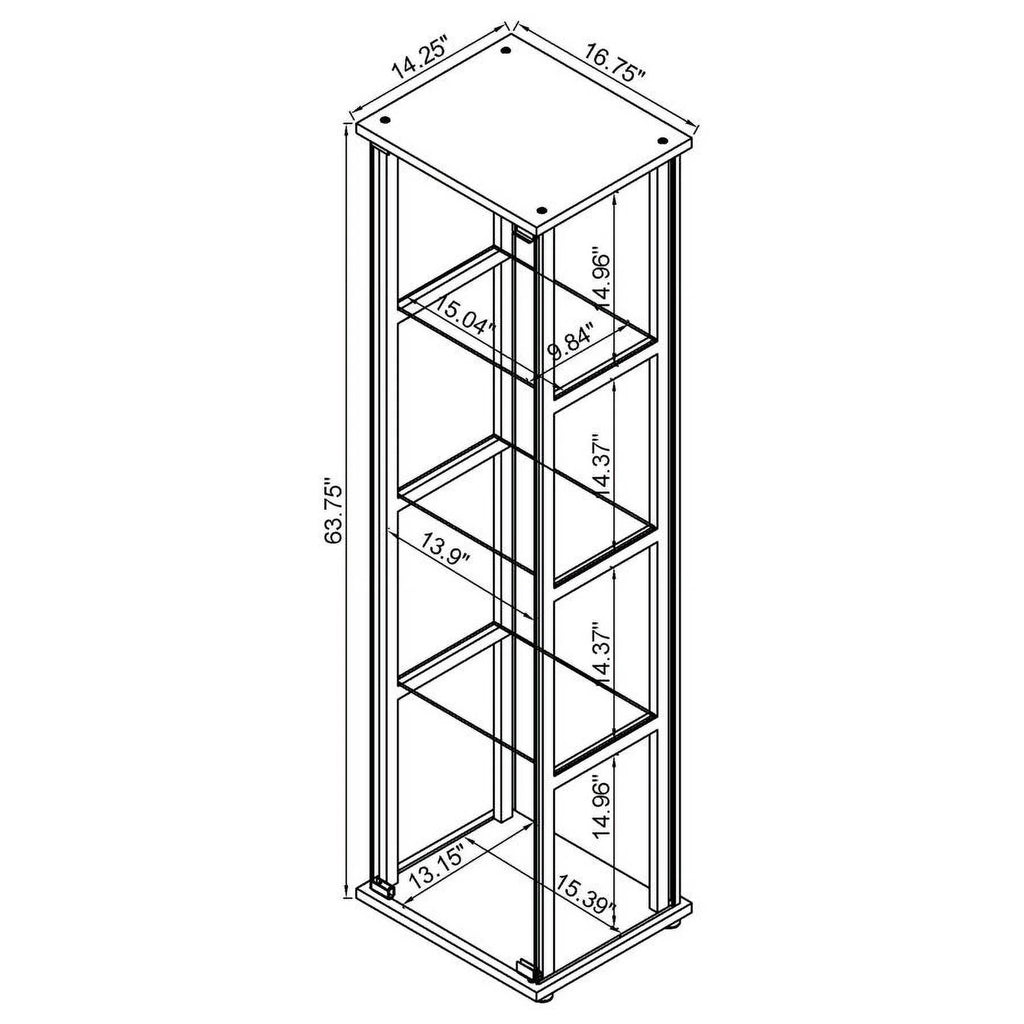 Black Wood Glass 4 Shelf Curio Cabinet J496